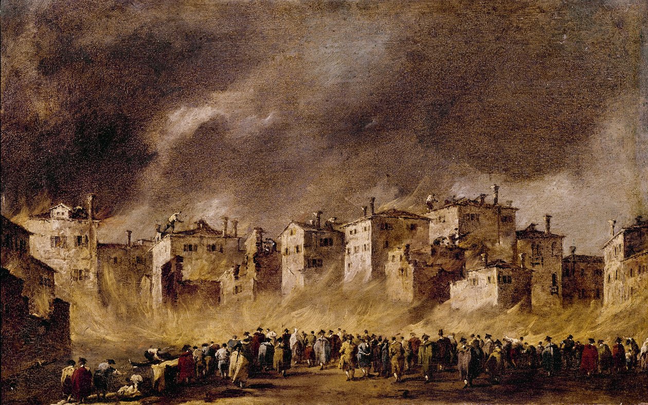 Brand in het Olie Depot in San Marcuola, 1790 door Francesco Guardi