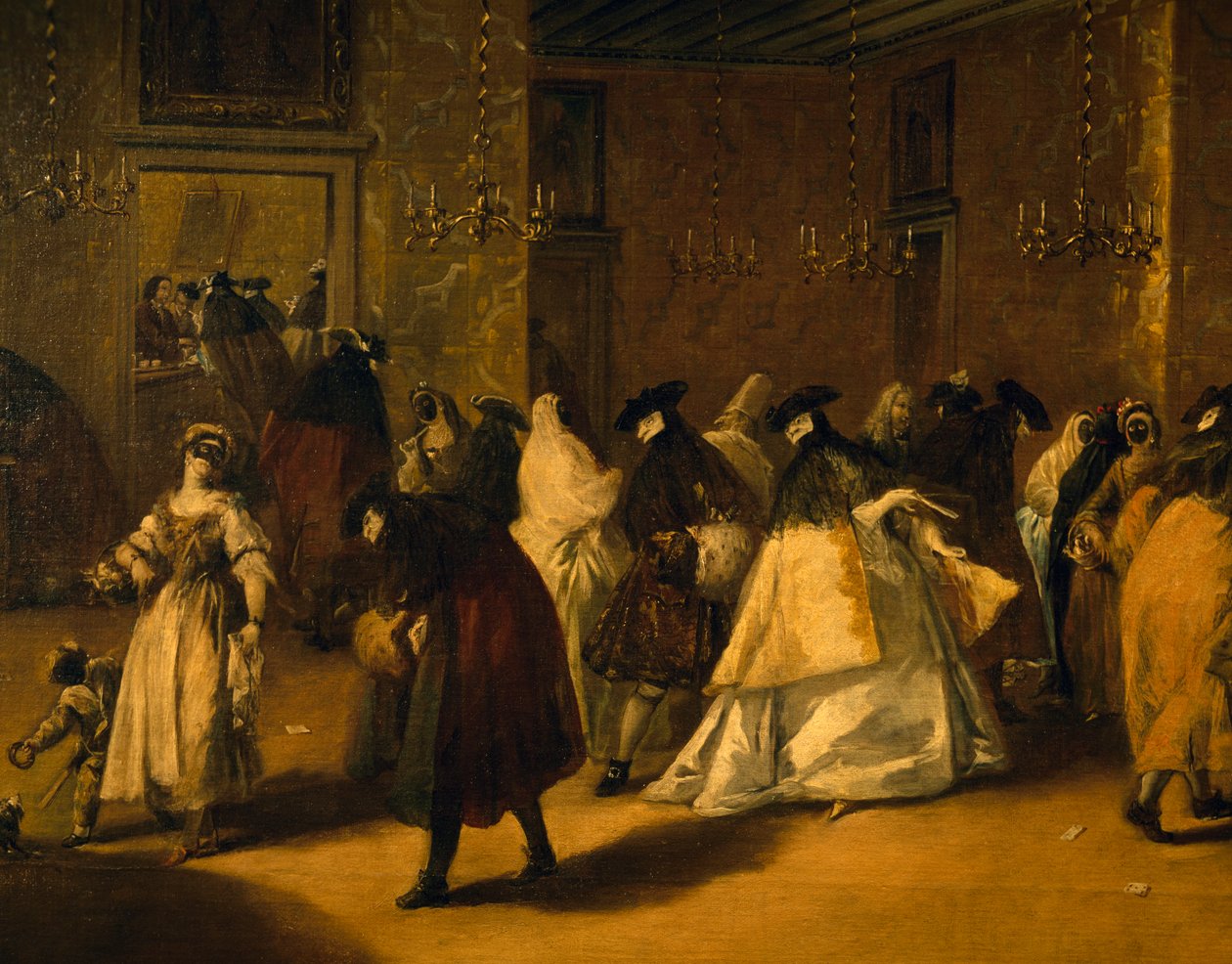 Il ridotto (gemaskerde Venetianen) door Francesco Guardi
