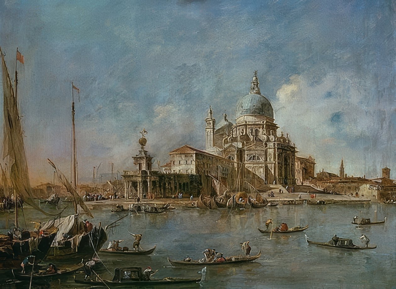 Punta Della Dogana met de Santa Maria della Salute door Francesco Guardi