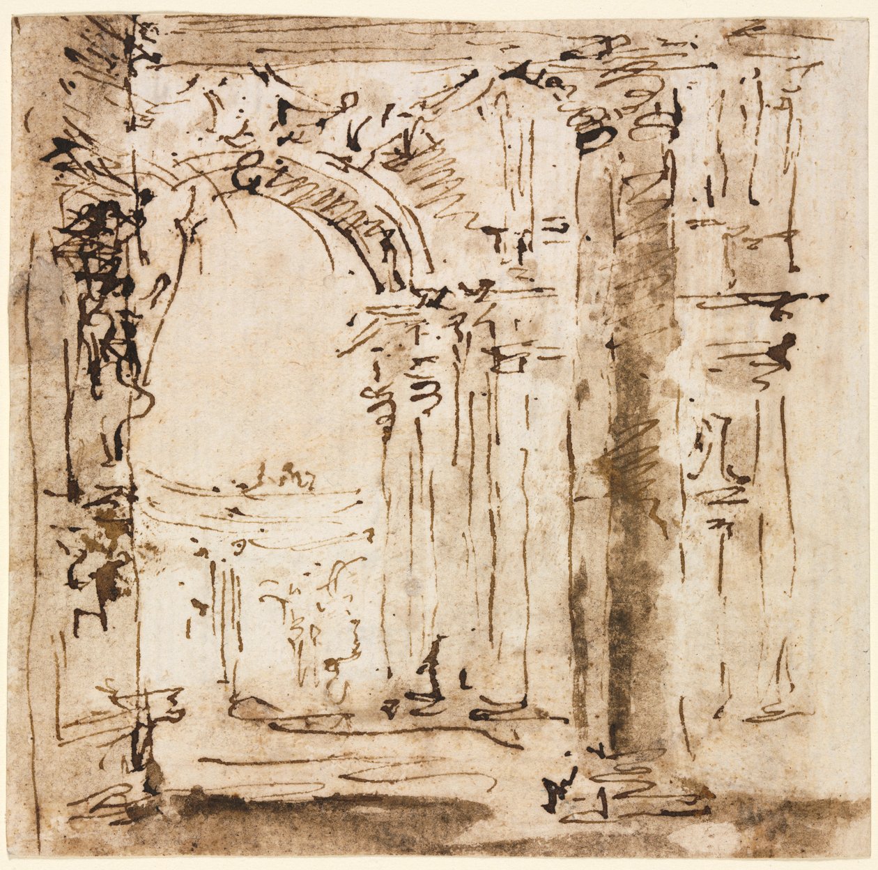 Schets van het labyrint van de Villa Pisani door Francesco Guardi