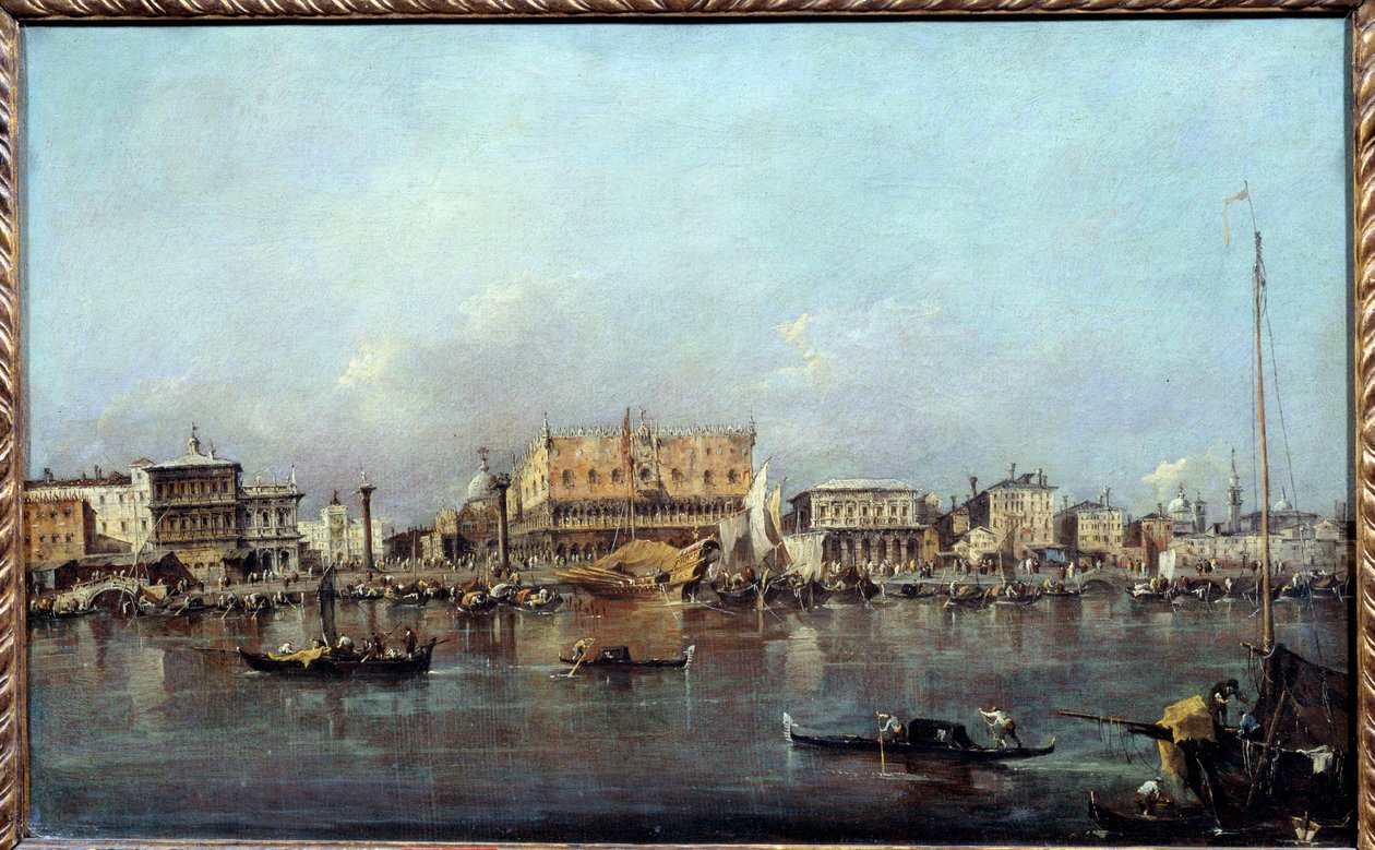 Het Dogenpaleis gezien vanaf de zee door Francesco Guardi