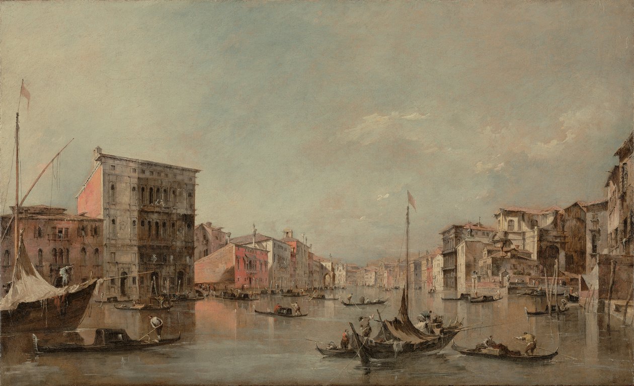 Het Canal Grande in Venetië met het Palazzo Bembo door Francesco Guardi
