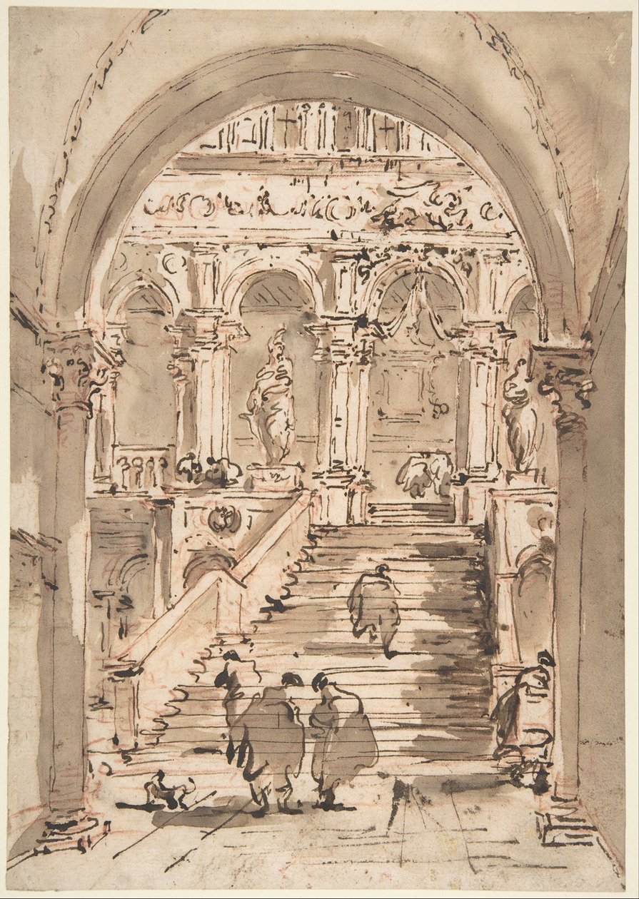 De Trap van de Reuzen, het Dogepaleis, Venetië door Francesco Guardi