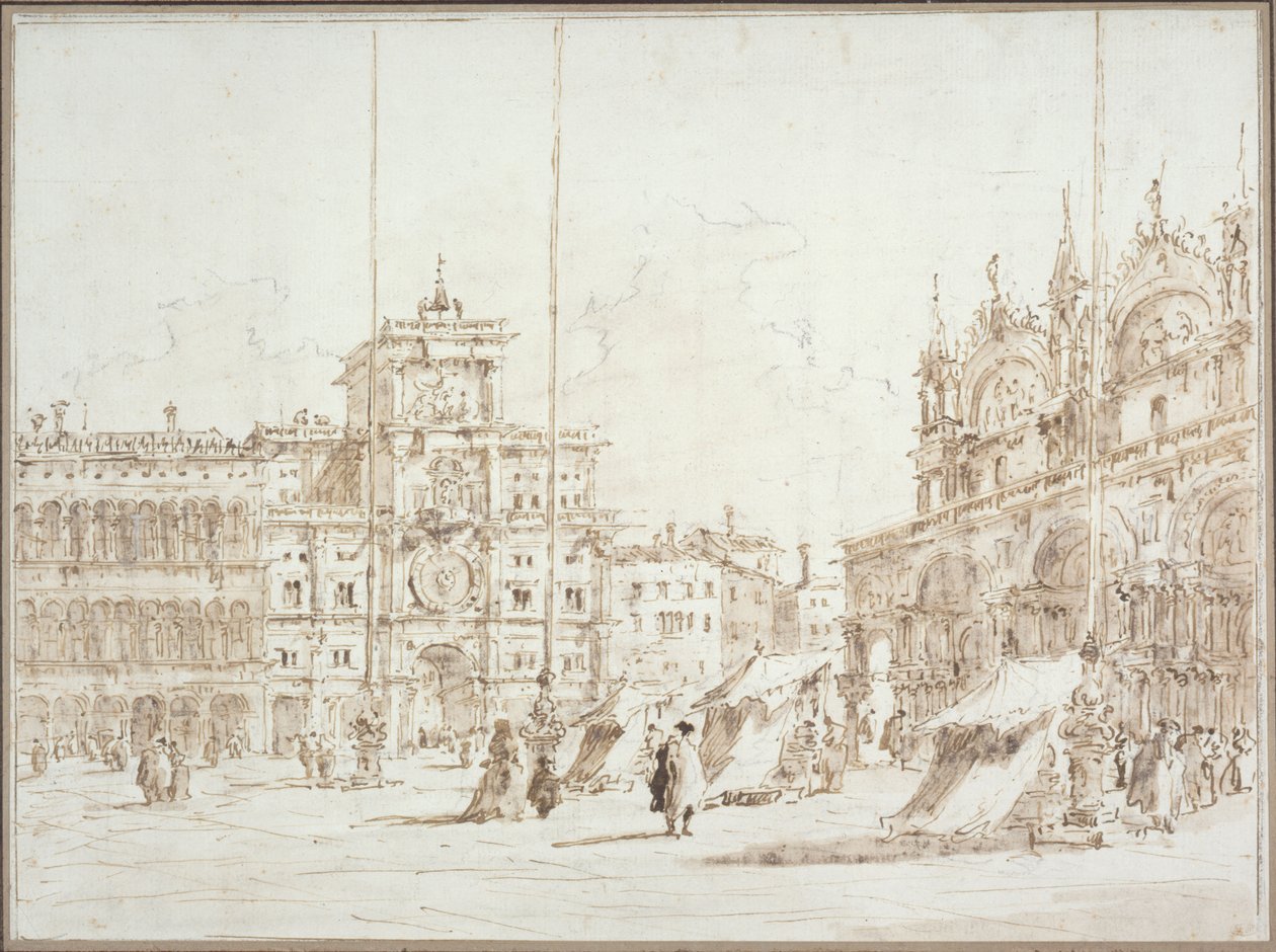 Uitzicht op Venetië: de [klokkentoren] op het San Marcoplein door Francesco Guardi