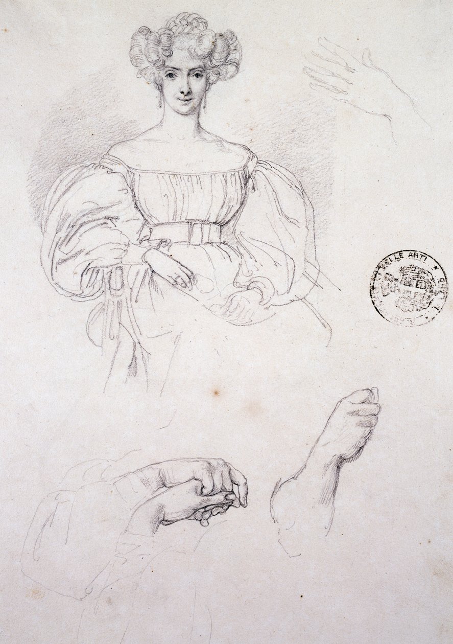 Studie voor portret van vrouw door Francesco Hayez