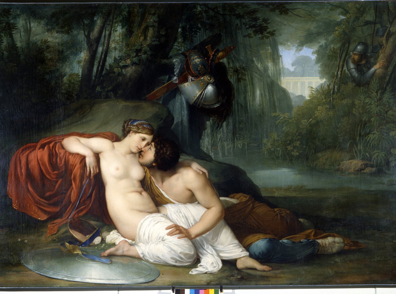 De liefde van Renaud en Armide Illustratie van een scène uit 