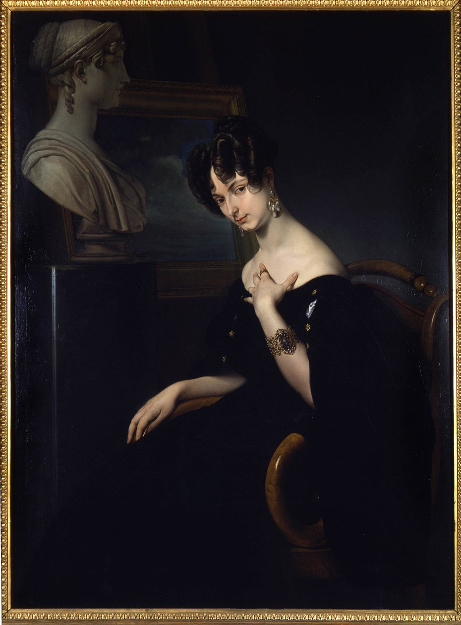 Portret van de markiezin Cristina Trivulzio, prinses van Belgiojoso (1808-1871), Italiaanse patriot en schrijfster, schilderij door Francesco Hayez. Florence, Italië. door Francesco Hayez