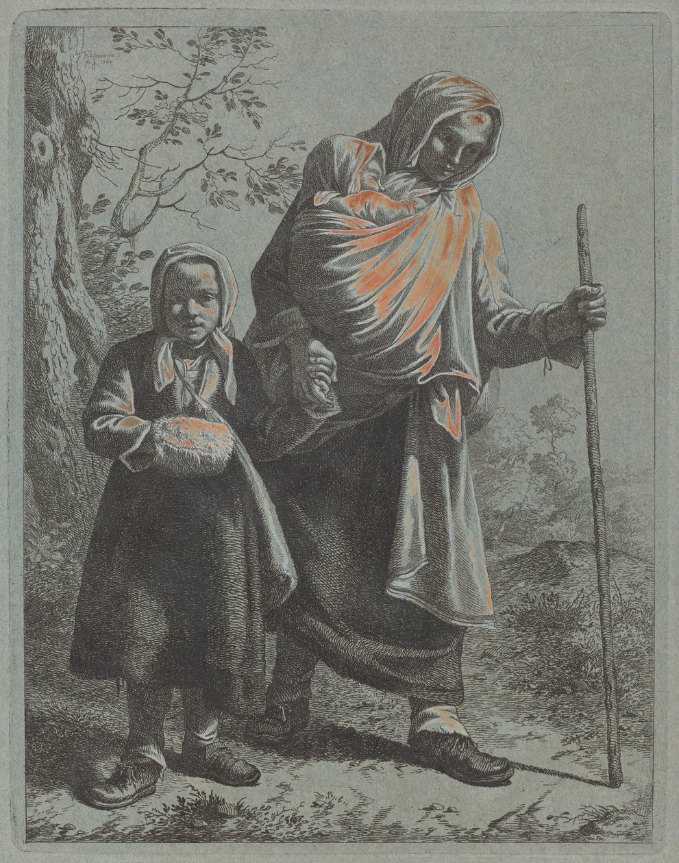 Boerin met baby en klein meisje, 1760-1764 door Francesco Londonio