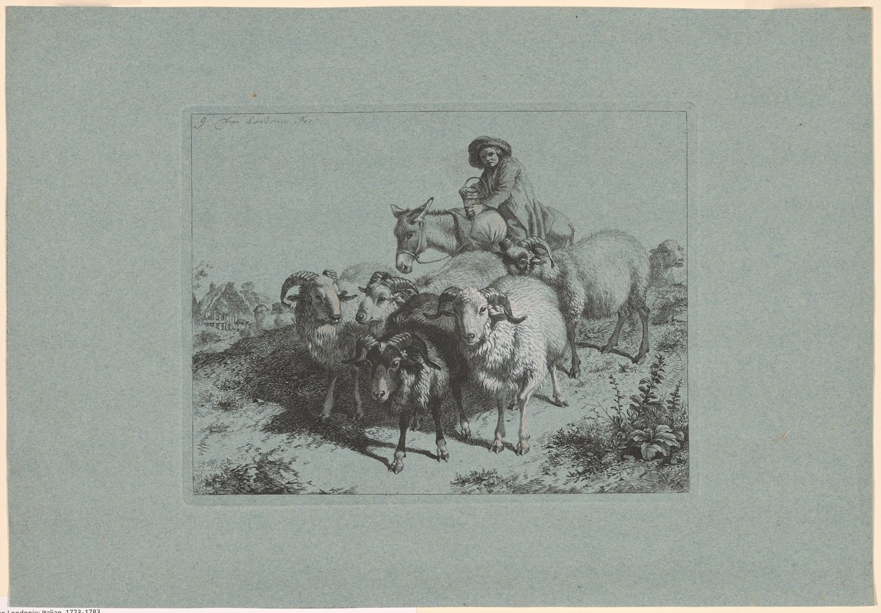 Plaat 9, uit De set van 12 pastorale scènes door Francesco Londonio