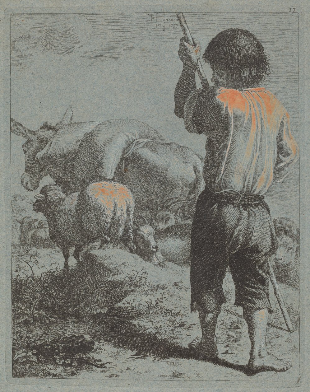 Herder met Ezel, Schapen en Geit door Francesco Londonio