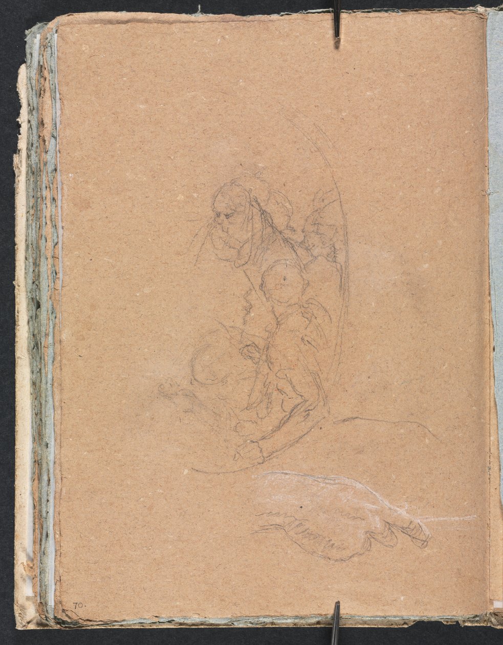 Verona schetsboek: Figuren in een rondel met studie van een hand, pagina 70, 1760 door Francesco Lorenzi