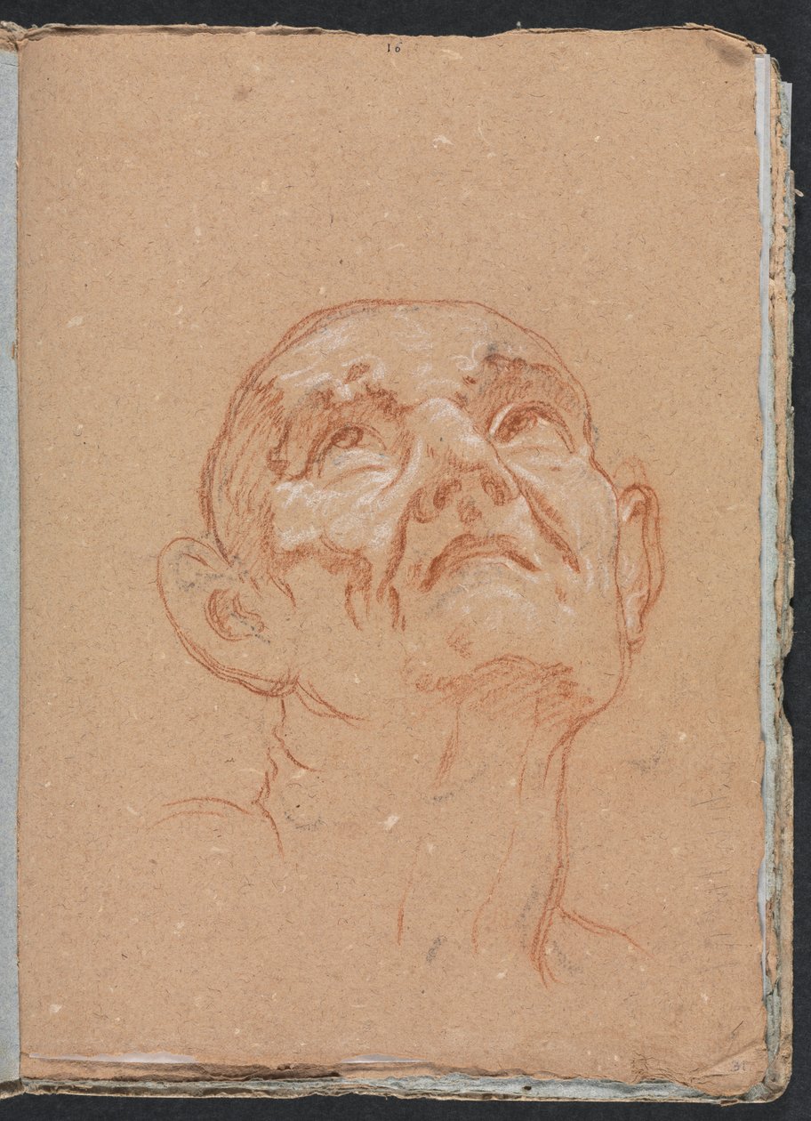 Verona Schetsboek: Mannelijk hoofd pagina 31, 1760 door Francesco Lorenzi