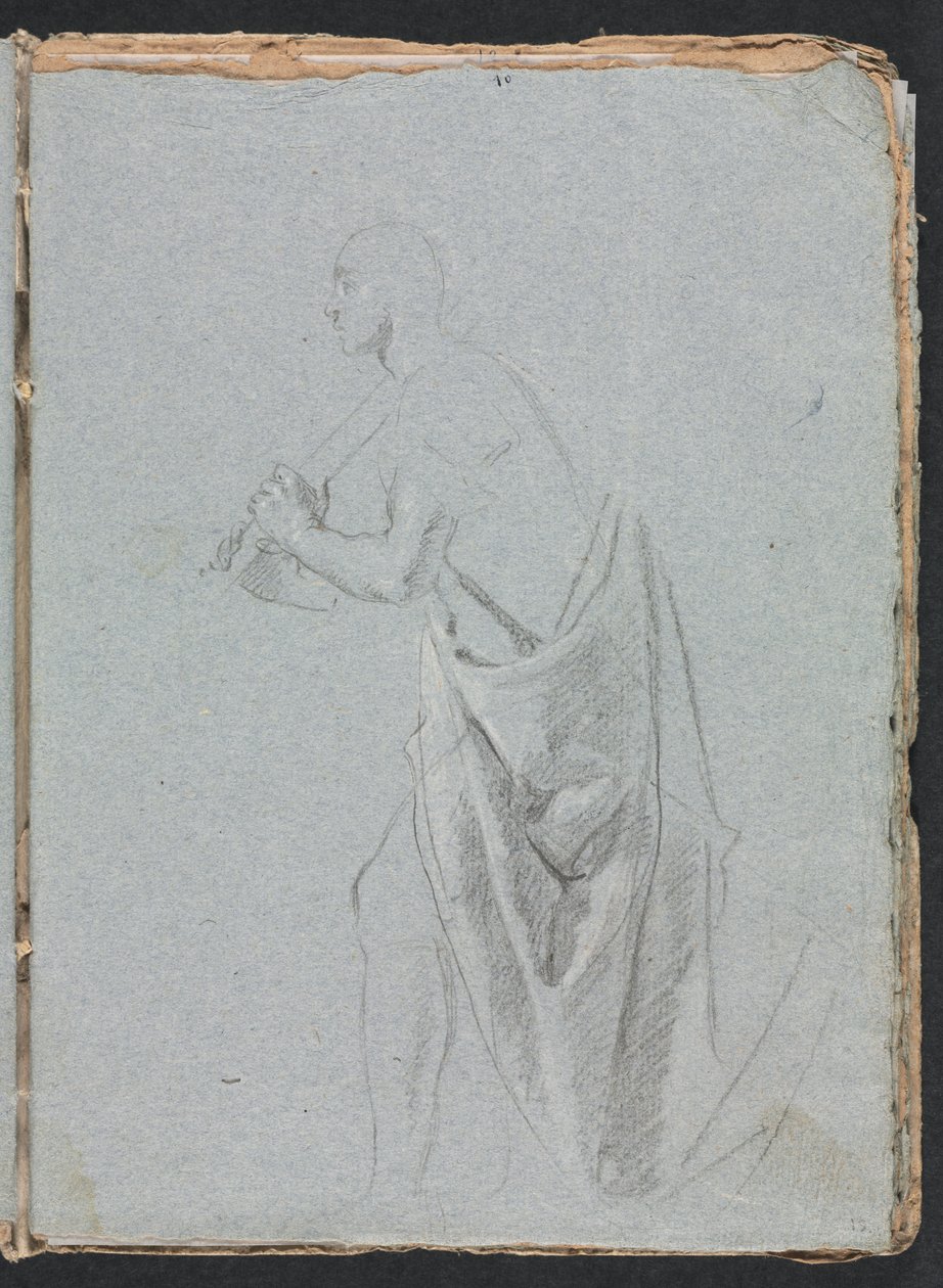 Verona schetsboek: Staande man met draperie pagina 19, 1760 door Francesco Lorenzi