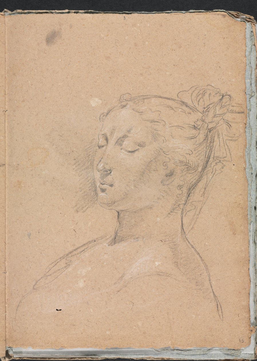Verona Schetsboek: Vrouw met gesloten ogen (pagina 15) door Francesco Lorenzi