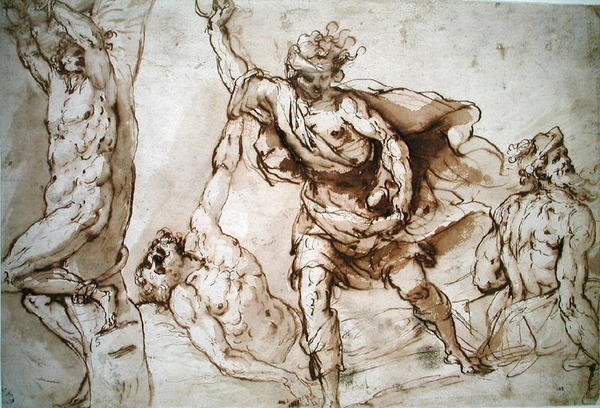 Studies voor de marteldood van St. Sebastian en de steniging van St. Stephen door Francesco Maffei