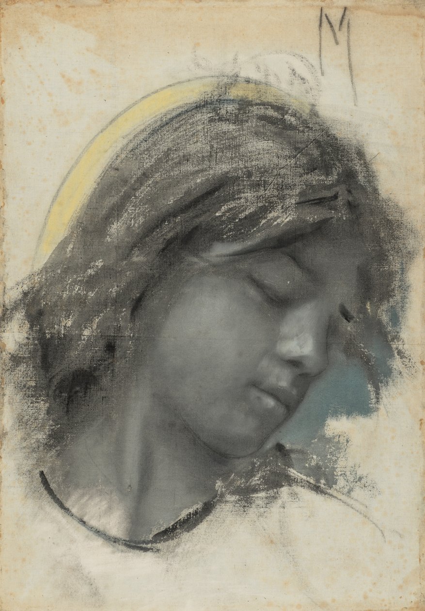 Kop van een engel (recto); Kop van een vrouw (verso) door Francesco Paolo Michetti