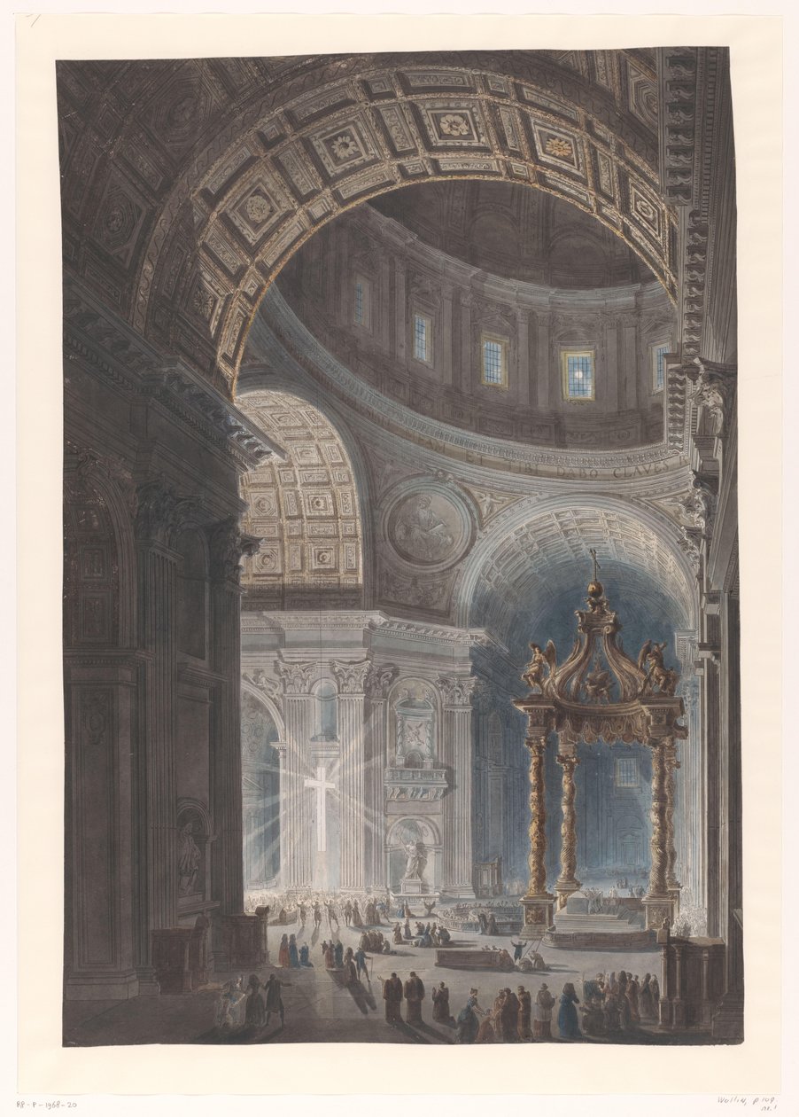 Verlichting van het Kruis in de Sint-Pietersbasiliek door Francesco Piranesi
