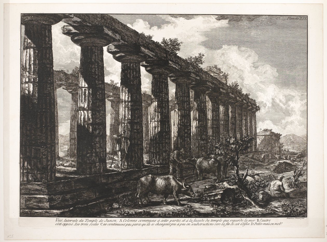 Tempel van Athena in Paestum door Francesco Piranesi