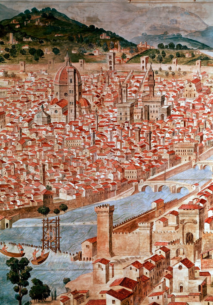 Pianta della Catena (detail van een kaart van de stad Florence) door Francesco Rosselli