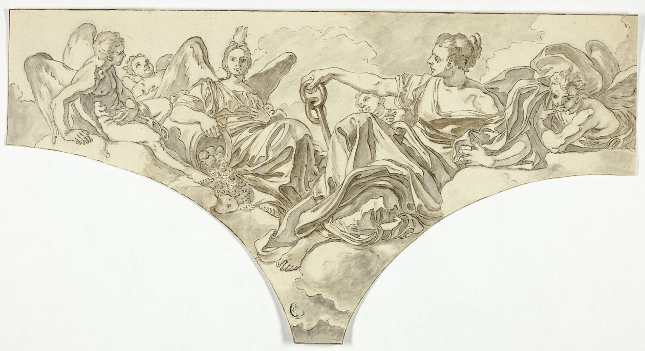 Borstwering met zittende allegorische figuren van Hoop en Concord door Francesco Solimena