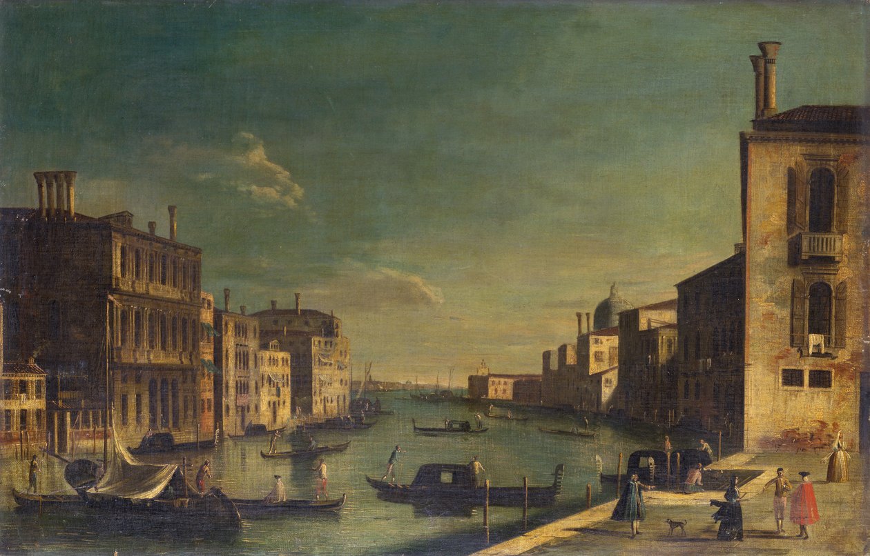Het Canal Grande kijkend naar het oosten vanaf het Campo San Vio richting het Bacino door Francesco Tironi