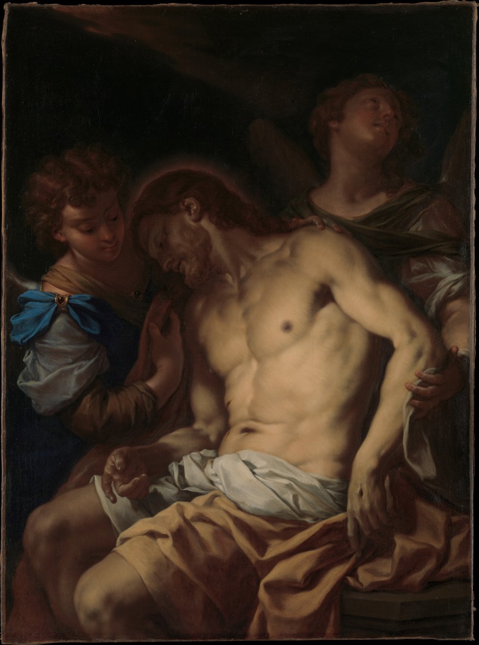Dode Christus, ondersteund door engelen door Francesco Trevisani