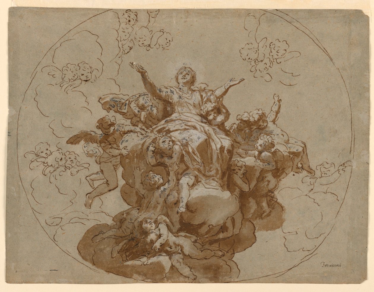 Ontwerp voor een Plafond met de Hemelvaart van de Maagd door Francesco Trevisani