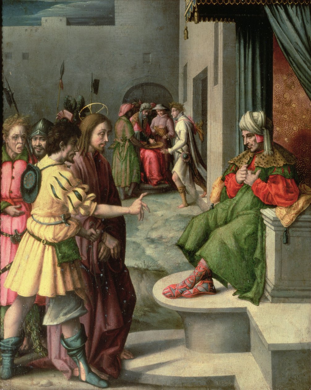 Christus voor Kajafas door Francesco Ubertini Bacchiacca