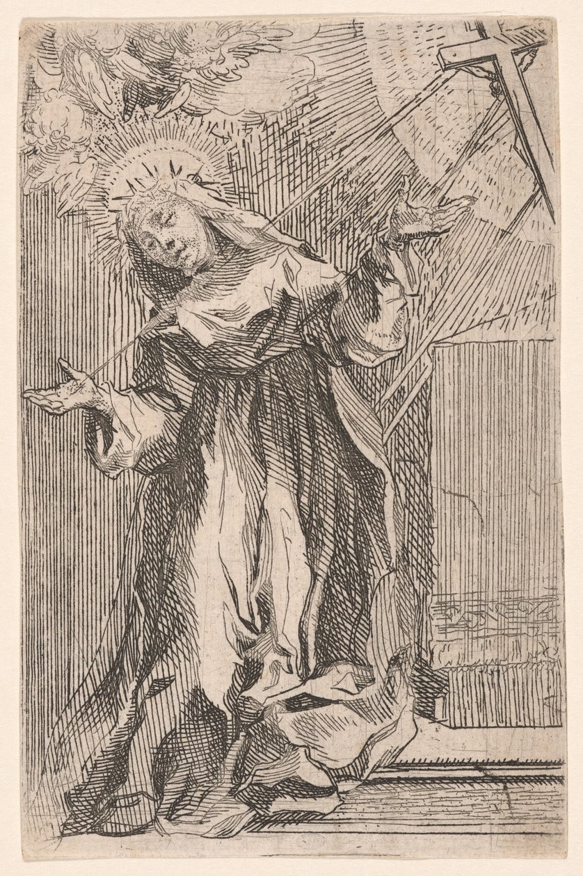 De heilige Catharina van Siena ontvangt de stigmata door Francesco Vanni