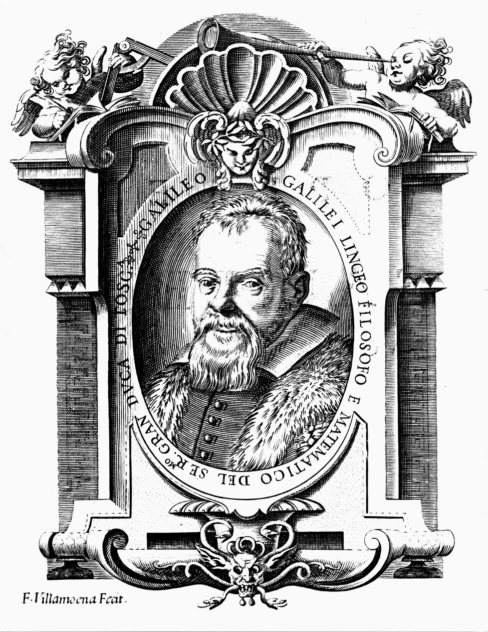 Galileo Galilei, Italiaanse astronoom en wiskundige, begin 17e eeuw door Francesco Villamena