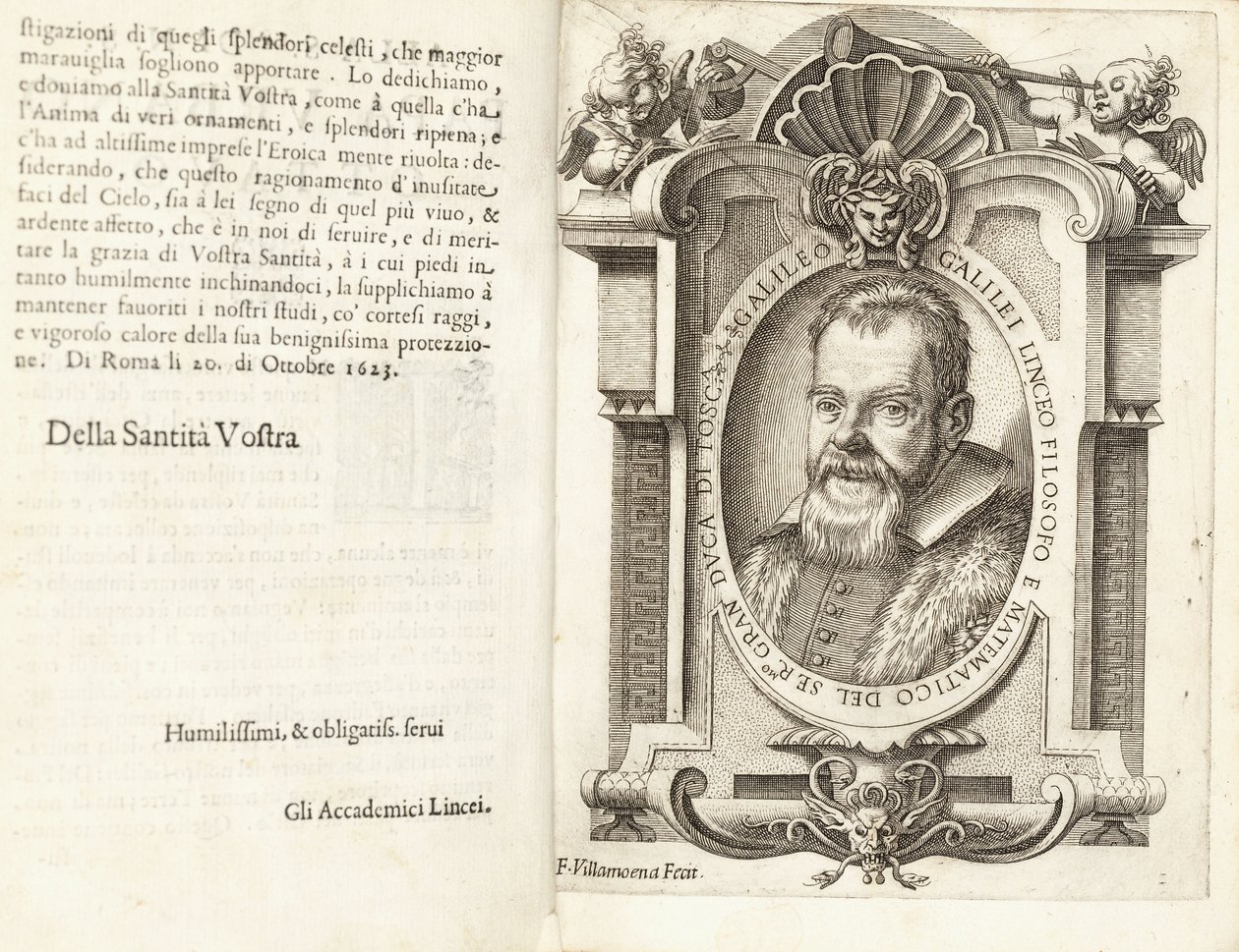 Portret van Galileo Galilei door Francesco Villamena