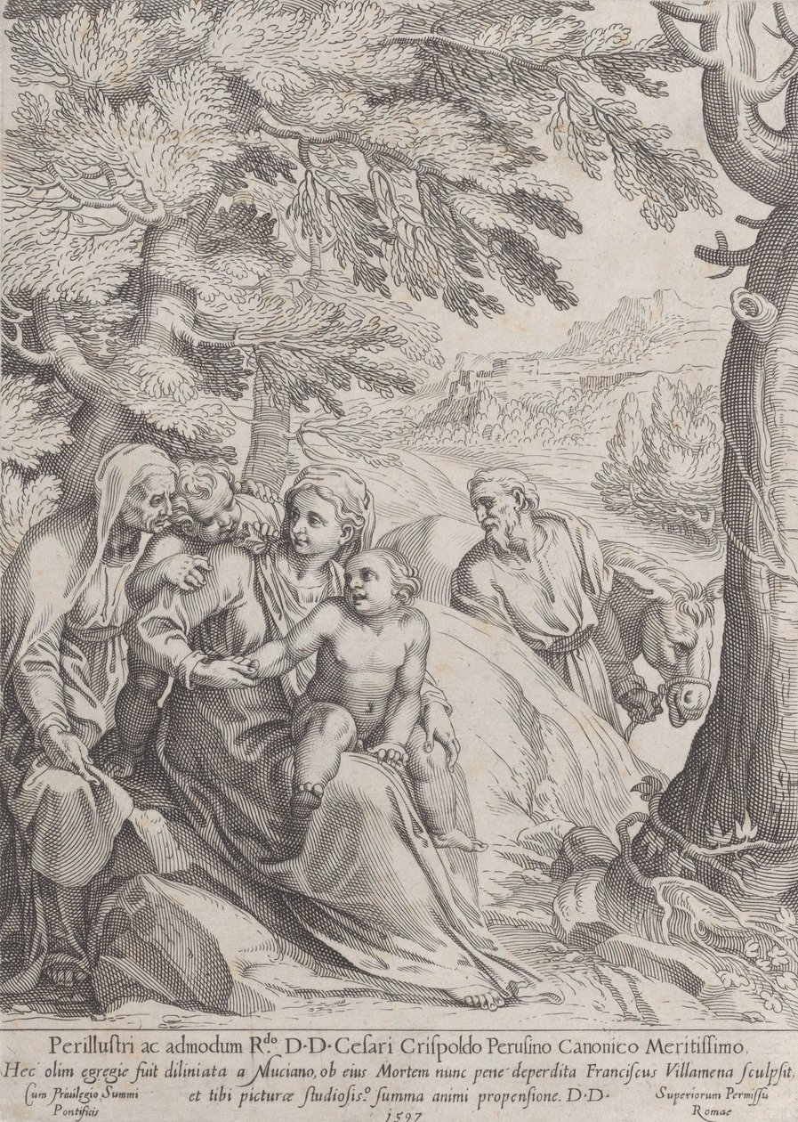 De Rust tijdens de Vlucht naar Egypte, 1597 door Francesco Villamena