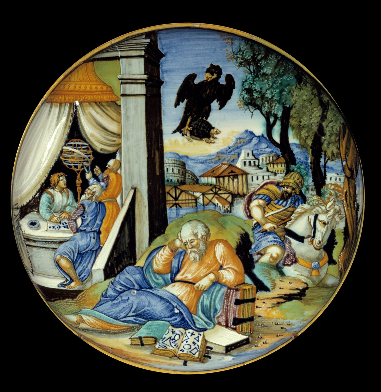 Lage been snede: Allegorie van het lot. Faience. Gemaakt door Francesco Avelli Xanto (actief rond 1530/1540) door Francesco Xanto Avelli