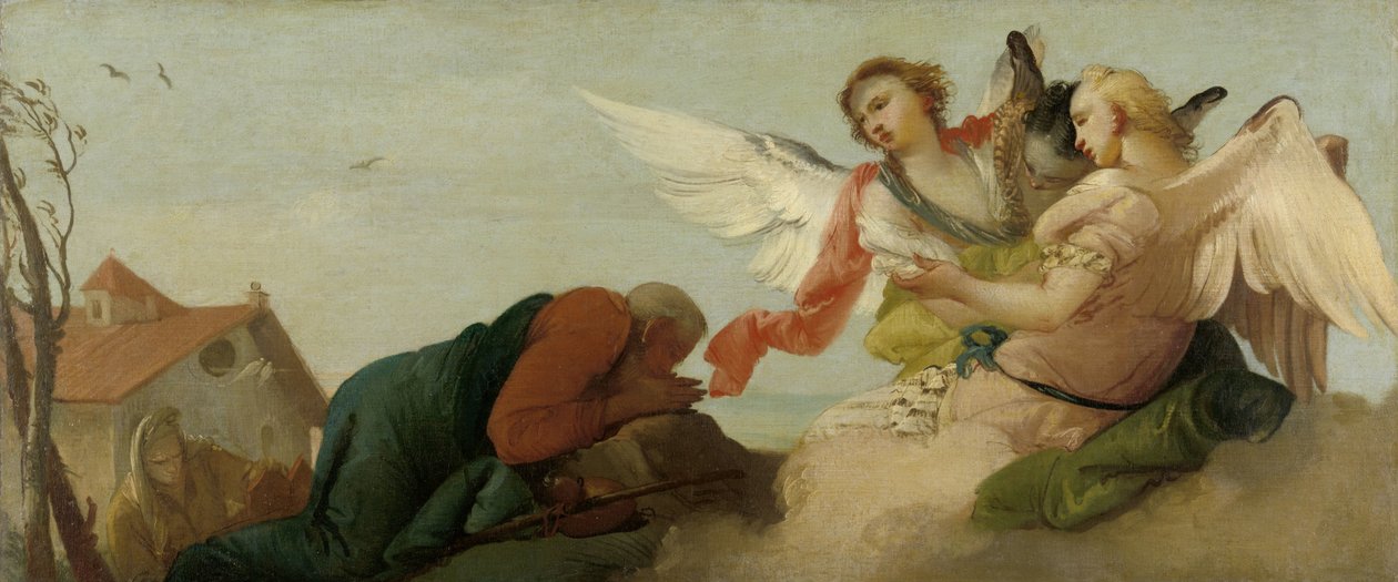 Abraham met de drie engelen door Francesco Zugno