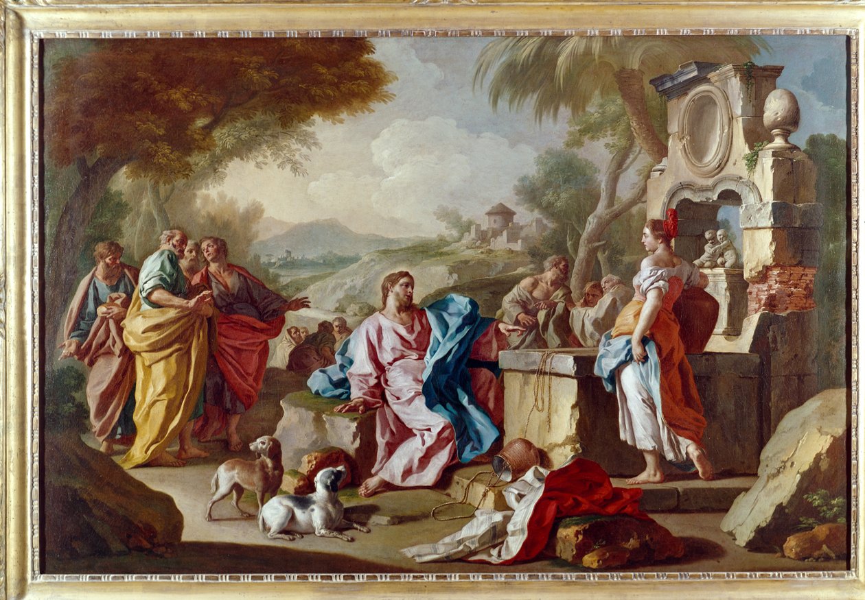 Christus en de vrouw van Samaria door Francesco de Mura