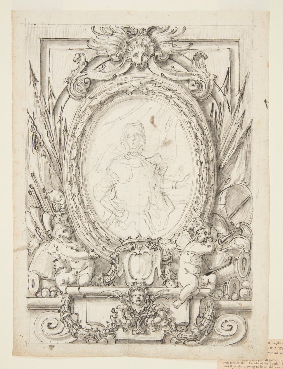 Ontwerp voor een Paneel met Portret van een Edelman door Francesco de Mura