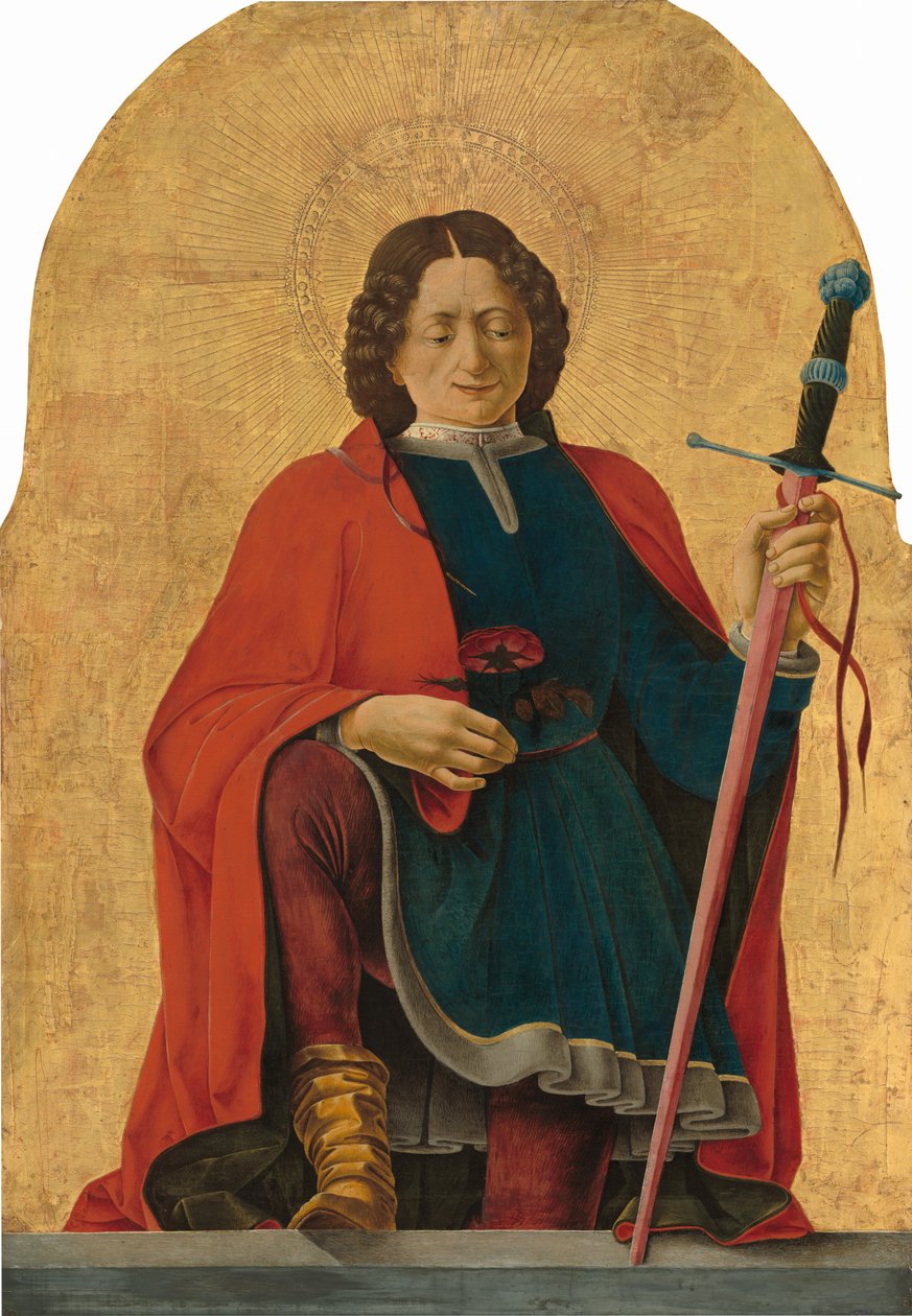 Sint Florianus, ca. 1473-1474 (tempera op populierenhoutpaneel) door Francesco del & Roberti Ercole de
