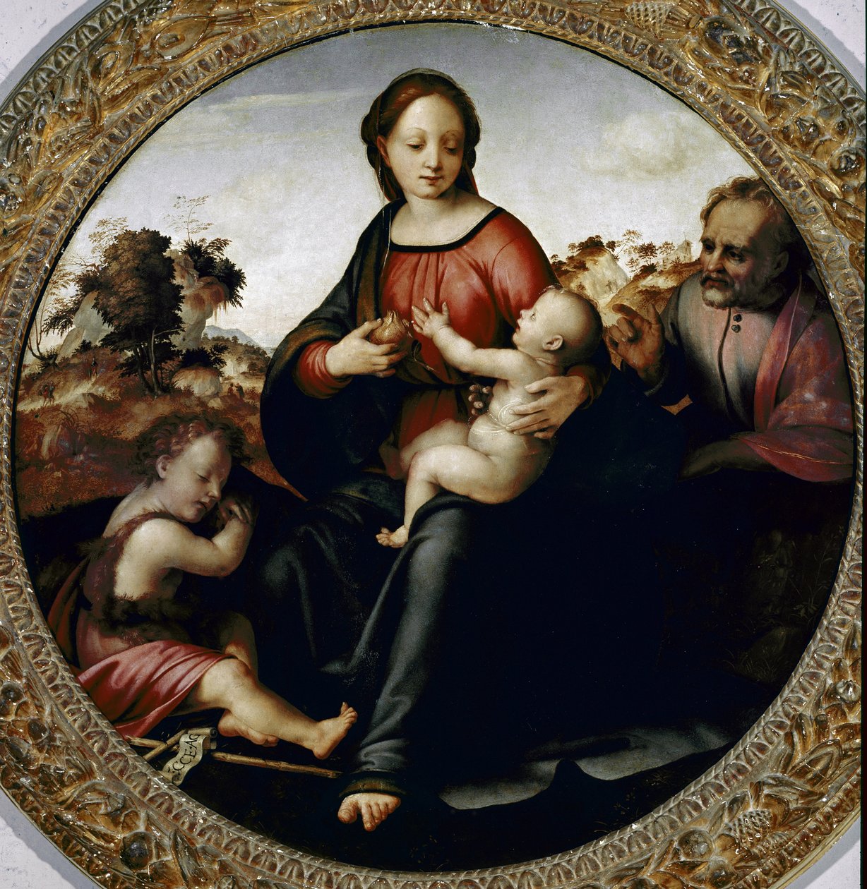 Heilige familie met de kleine Johannes de Doper door Francesco di Cristofano Franciabigio