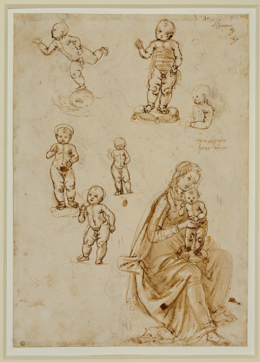 Zes kinderen; de Maagd en het kind ... door Francesco di Simone (attr. to)