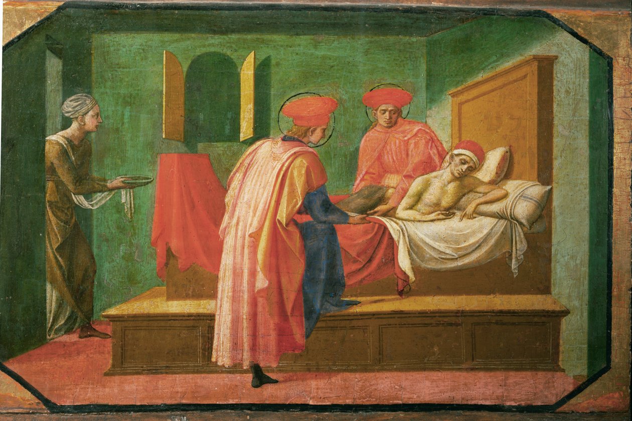 St. Cosmas en St. Damian behandelen een zieke man ... door Francesco di Stefano Pesellino