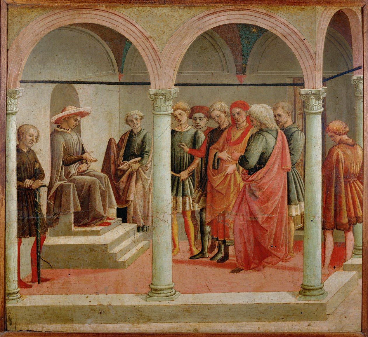 Tribunale scène (tempera op hout) door Francesco di Stefano Pesellino