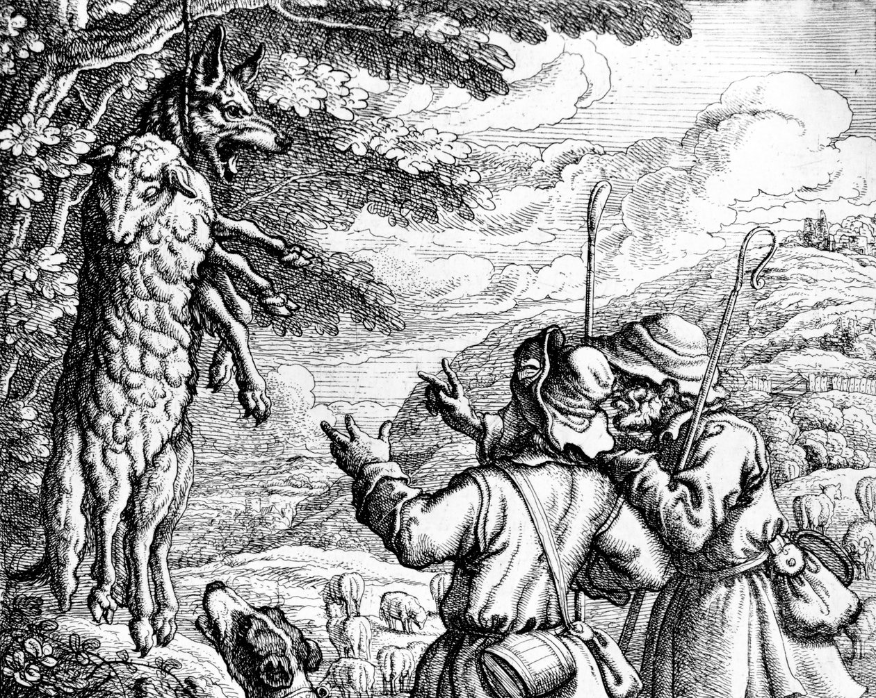 De wolf in schaapskleren, 1687 door Francis Barlow