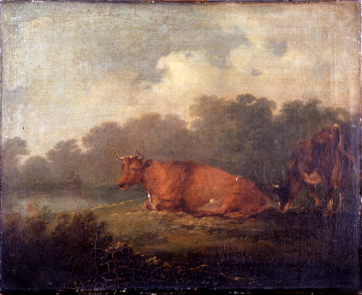 Landschap met vee Een rustende koe door Francis Bourgeois