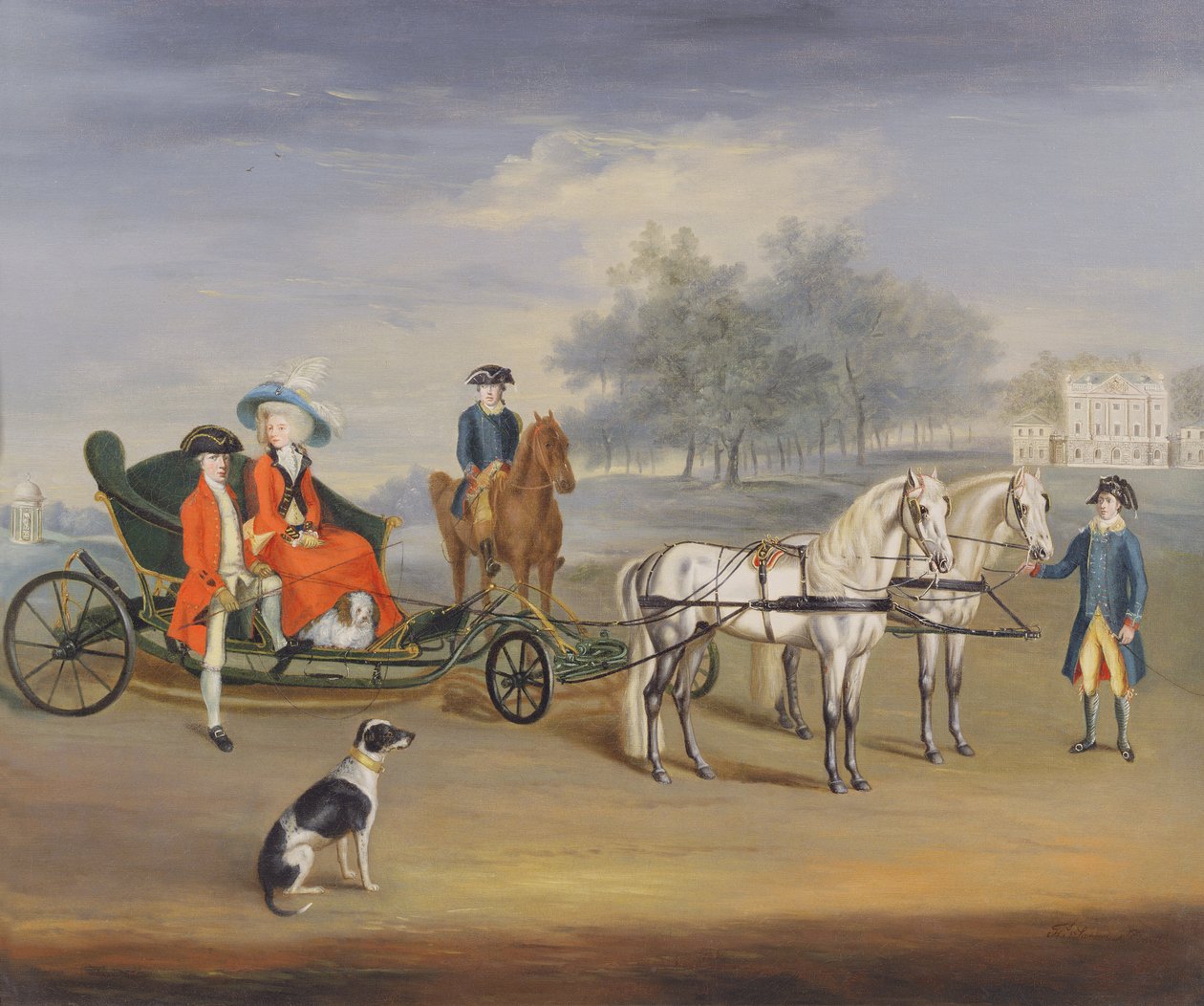 Edward Stratford, 2e graaf van Aldborough, en zijn vrouw, Anne Elizabeth, in de tuinen van Stratford Lodge, Baltinglass, County Wicklow, Ierland door J. Francis Sartorius