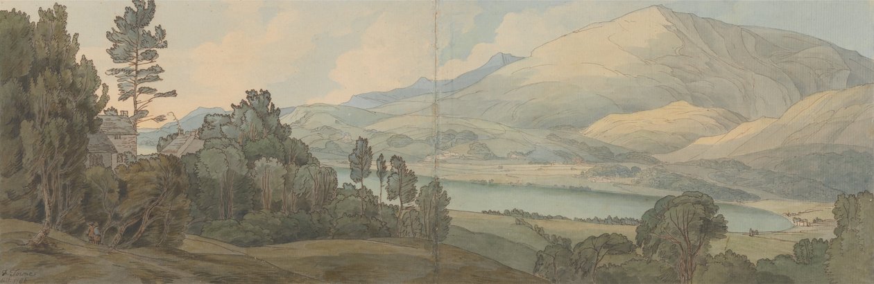 Uitzicht op Lake Coniston, Lancashire door Francis Towne