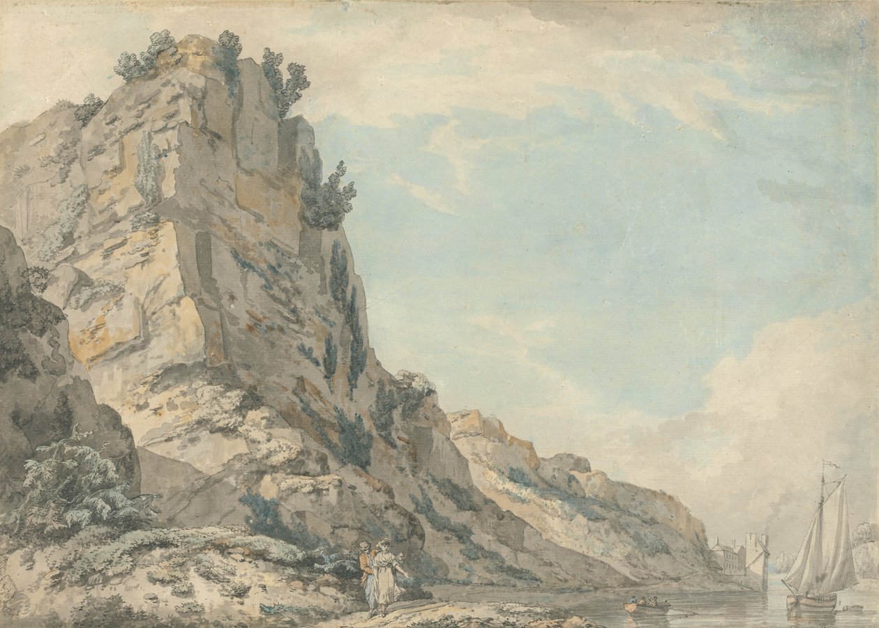 St. Vincents Rock, Clifton, Bristol met Hotwells Spring House in de verte door Francis Wheatley