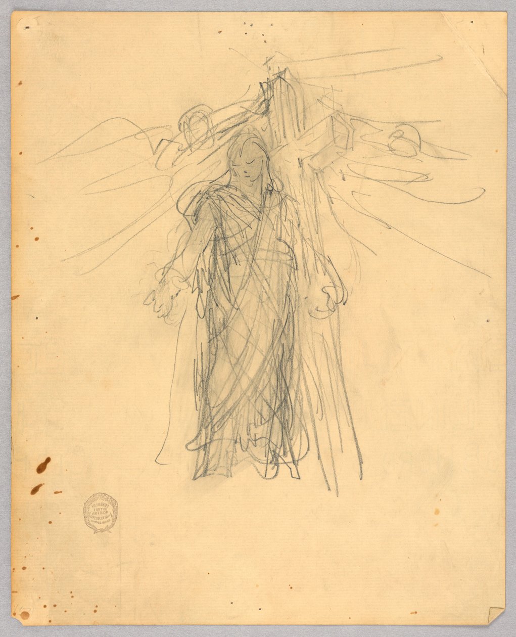 Schets voor centrale figuur in de Hemelvaart door Francis Augustus Lathrop