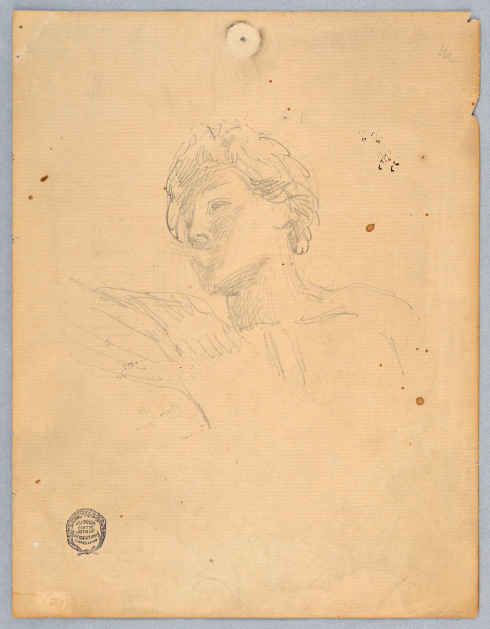 Schets voor het hoofd van een engel door Francis Augustus Lathrop