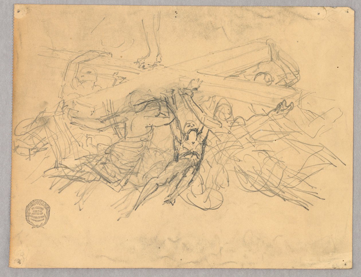 Schets van Figuren met een Kruis door Francis Augustus Lathrop