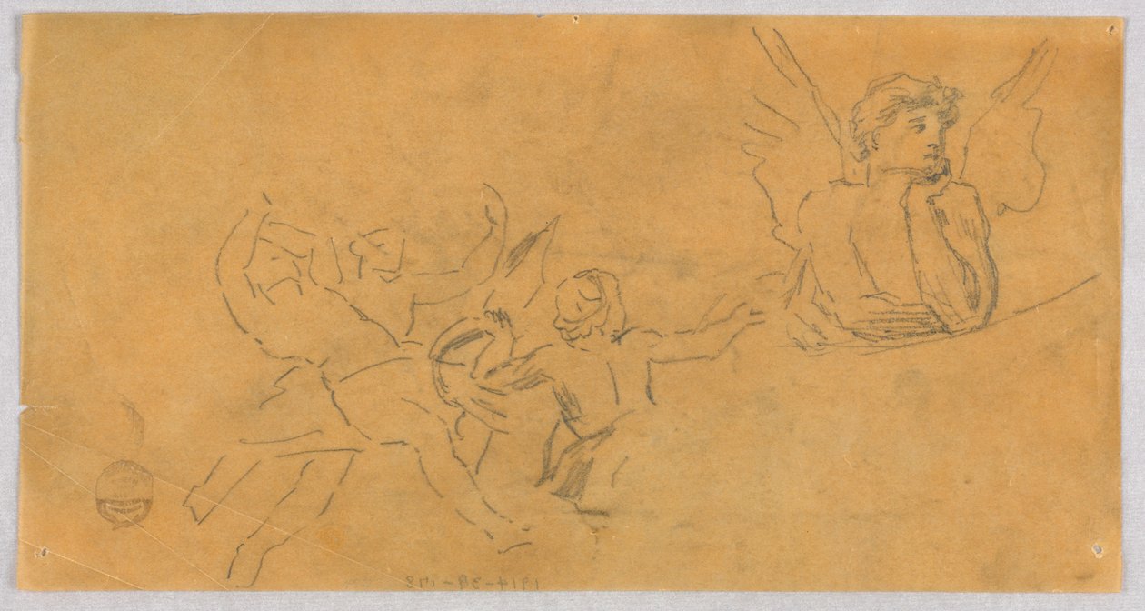 Schets van een engel en putti door Francis Augustus Lathrop